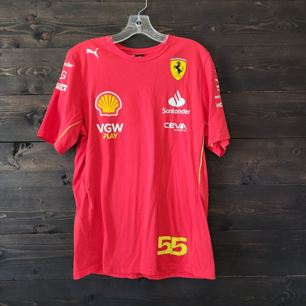 Puma Scuderia Ferrari F1 Carlos Sainz 55 Team T-Shirt Red Mens Medium